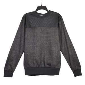 Of All Threads Sweatshirt Mens Medium Charcoal Gray Quilted Detail Elbow Patches